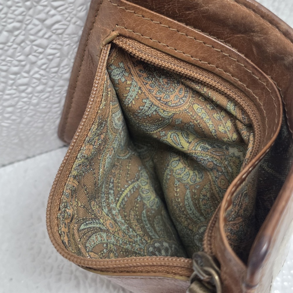 HOBO Rich Brown Euro Slide Wallet Card Stacker ID Case Leather Zip - Picture 10 of 12